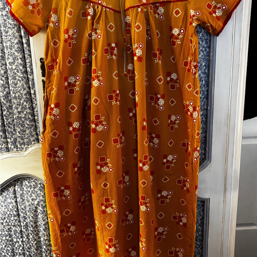 Homemade Vintage Inspired Orange Floral Woman’s Pajamas